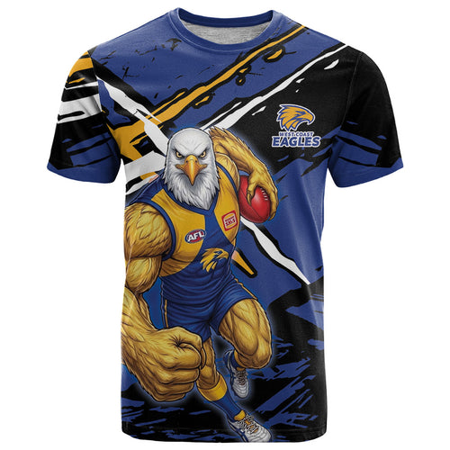 West Coast Eagles T Shirt Eagles Muscular Mascot Graphic - Abstract Paint Splatter Art