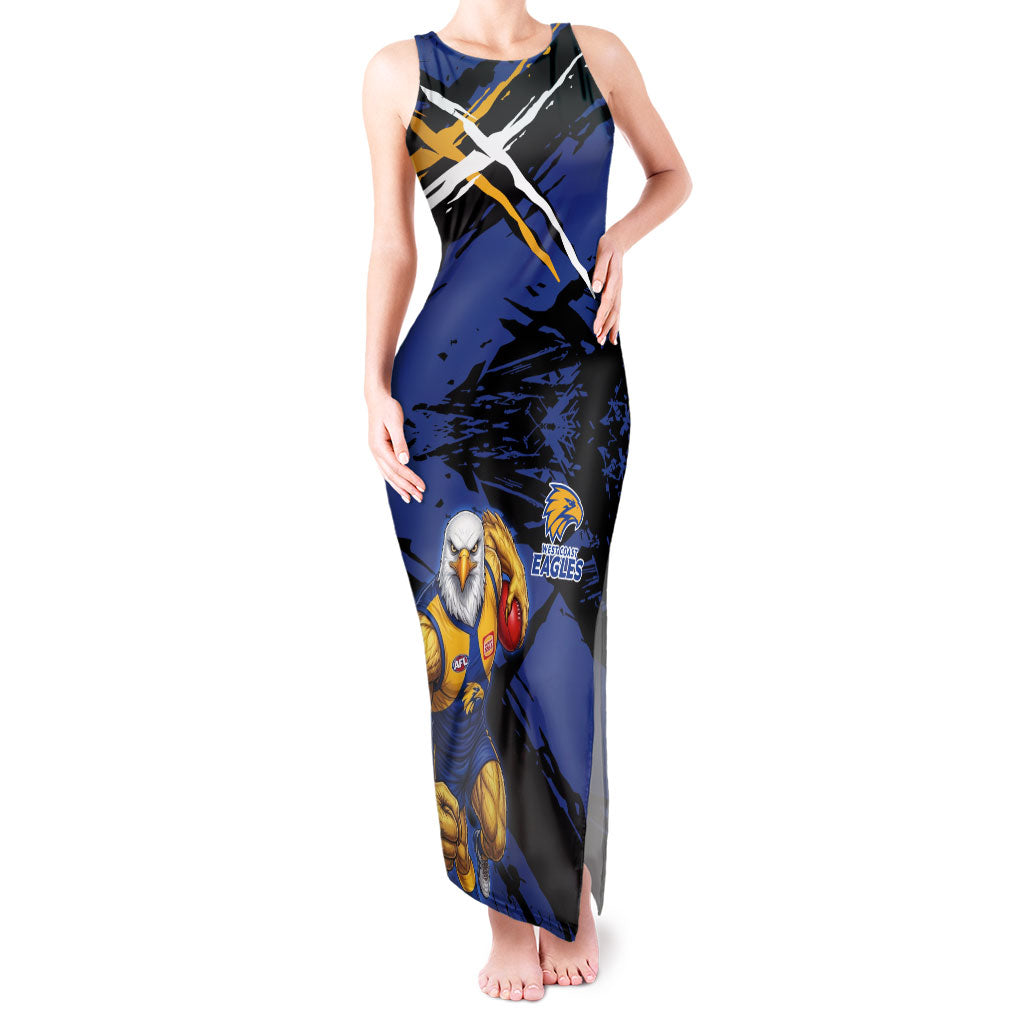 West Coast Eagles Tank Maxi Dress Eagles Muscular Mascot Graphic - Abstract Paint Splatter Art