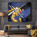 West Coast Eagles Tapestry Eagles Muscular Mascot Graphic - Abstract Paint Splatter Art