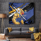 West Coast Eagles Tapestry Eagles Muscular Mascot Graphic - Abstract Paint Splatter Art