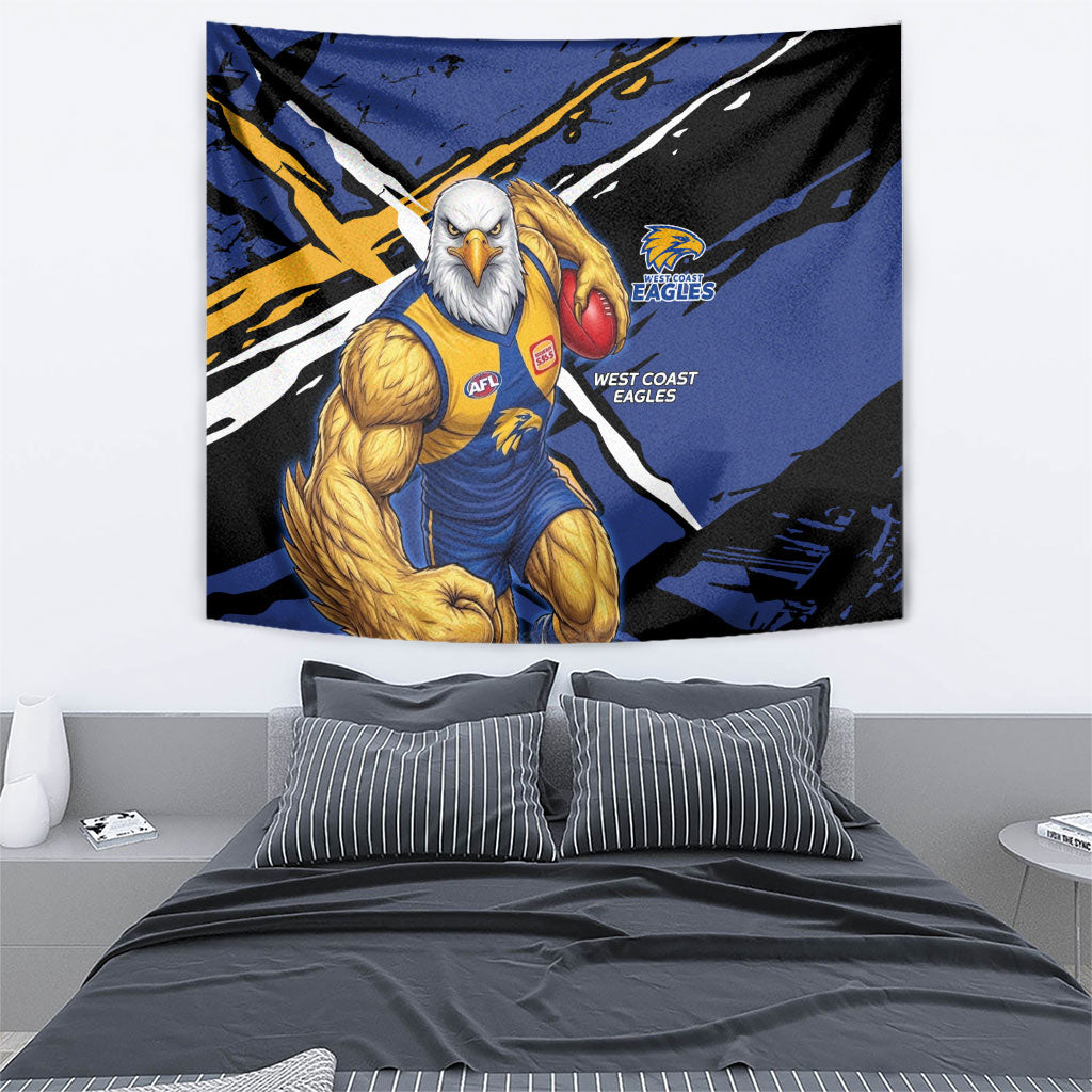 West Coast Eagles Tapestry Eagles Muscular Mascot Graphic - Abstract Paint Splatter Art