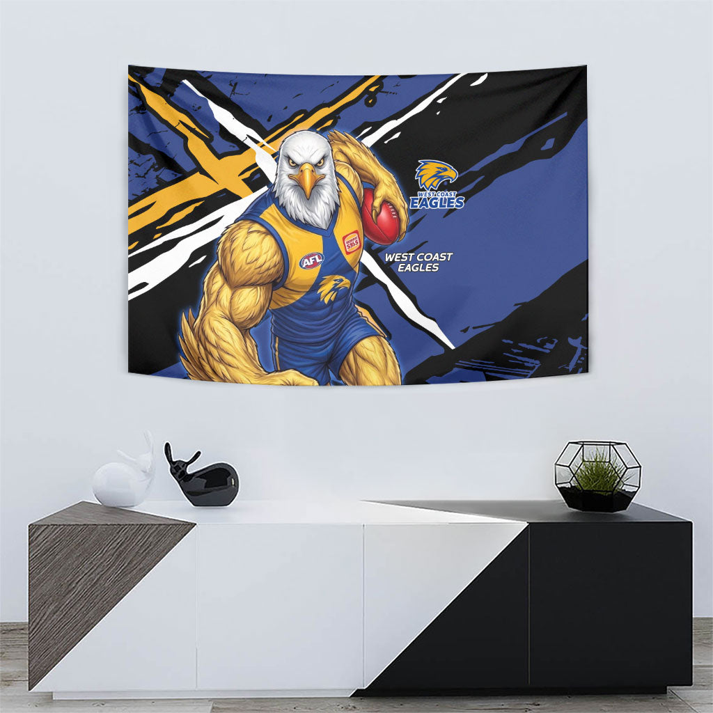 West Coast Eagles Tapestry Eagles Muscular Mascot Graphic - Abstract Paint Splatter Art