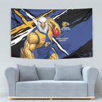 West Coast Eagles Tapestry Eagles Muscular Mascot Graphic - Abstract Paint Splatter Art