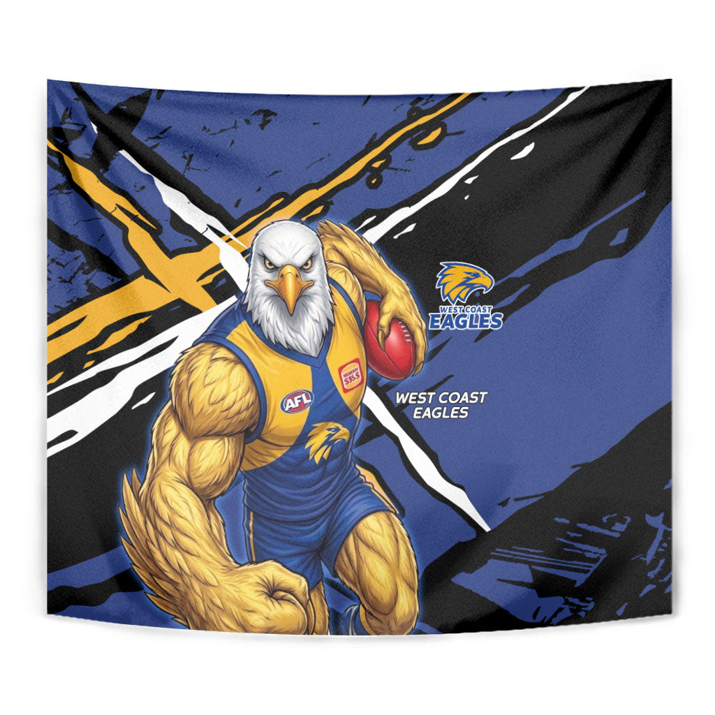 West Coast Eagles Tapestry Eagles Muscular Mascot Graphic - Abstract Paint Splatter Art