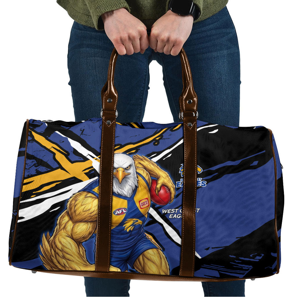 West Coast Eagles Travel Bag Eagles Muscular Mascot Graphic - Abstract Paint Splatter Art