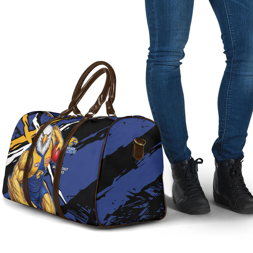 West Coast Eagles Travel Bag Eagles Muscular Mascot Graphic - Abstract Paint Splatter Art