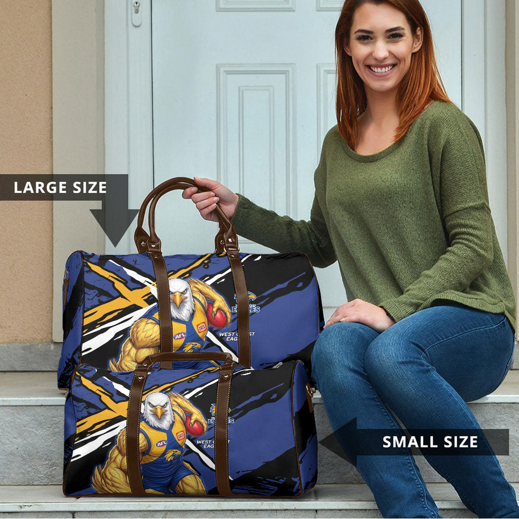 West Coast Eagles Travel Bag Eagles Muscular Mascot Graphic - Abstract Paint Splatter Art