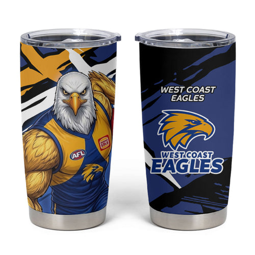 West Coast Eagles Tumbler Cup Eagles Muscular Mascot Graphic - Abstract Paint Splatter Art
