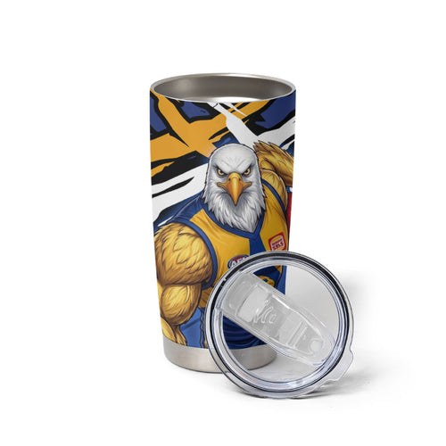 West Coast Eagles Tumbler Cup Eagles Muscular Mascot Graphic - Abstract Paint Splatter Art