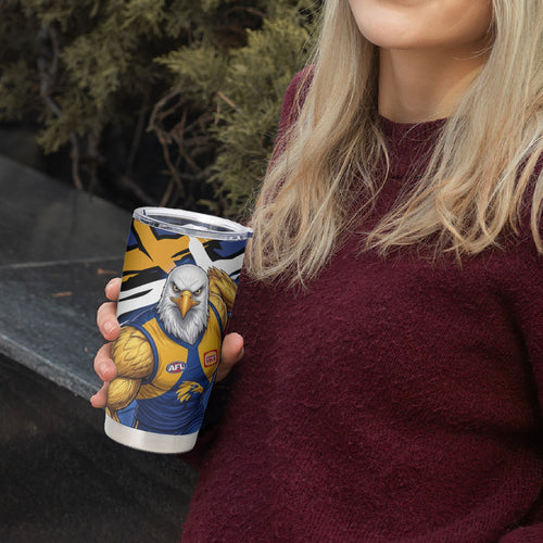 West Coast Eagles Tumbler Cup Eagles Muscular Mascot Graphic - Abstract Paint Splatter Art