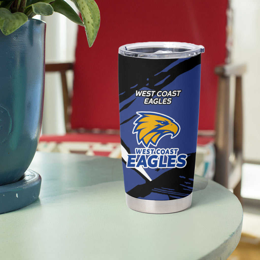 West Coast Eagles Tumbler Cup Eagles Muscular Mascot Graphic - Abstract Paint Splatter Art