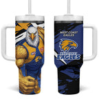 West Coast Eagles Tumbler With Handle Eagles Muscular Mascot Graphic - Abstract Paint Splatter Art