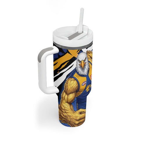 West Coast Eagles Tumbler With Handle Eagles Muscular Mascot Graphic - Abstract Paint Splatter Art