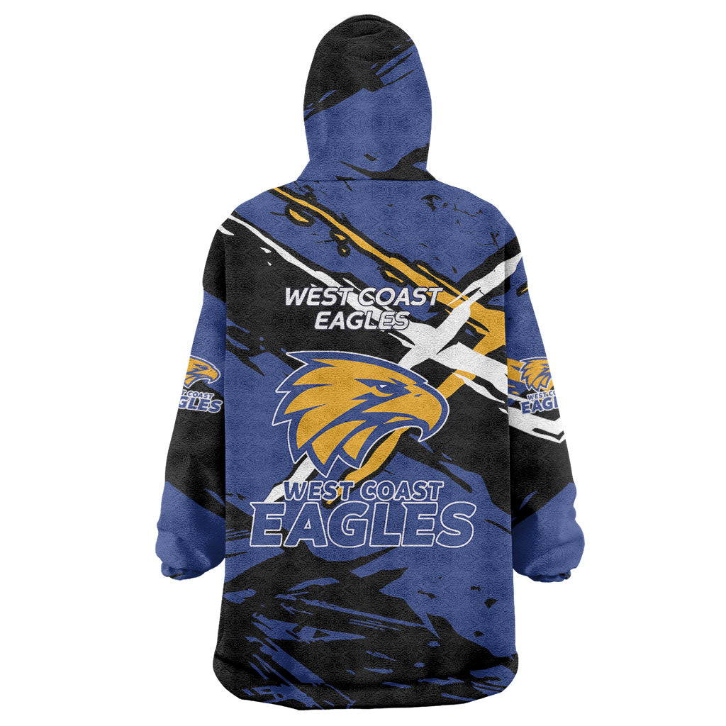 West Coast Eagles Wearable Blanket Hoodie Eagles Muscular Mascot Graphic - Abstract Paint Splatter Art