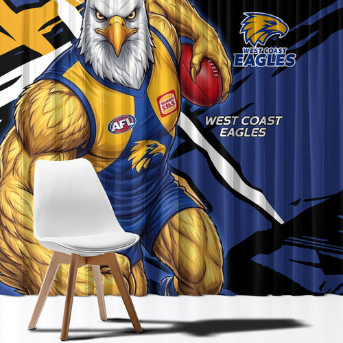 West Coast Eagles Window Curtain Eagles Muscular Mascot Graphic - Abstract Paint Splatter Art