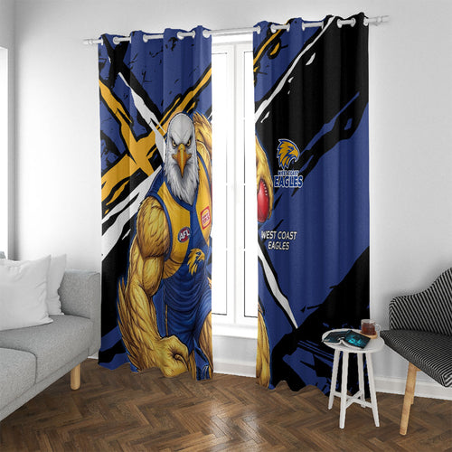 West Coast Eagles Window Curtain Eagles Muscular Mascot Graphic - Abstract Paint Splatter Art