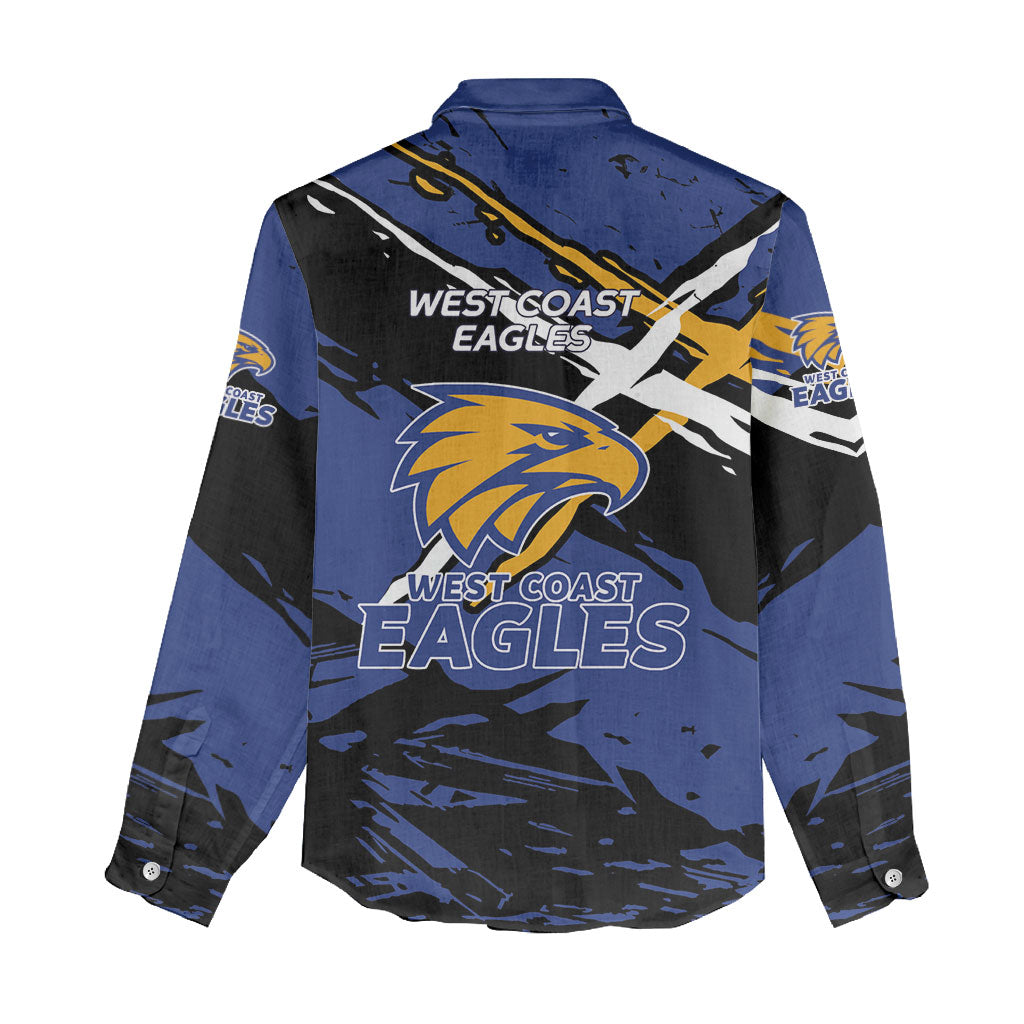 West Coast Eagles Women Casual Shirt Eagles Muscular Mascot Graphic - Abstract Paint Splatter Art