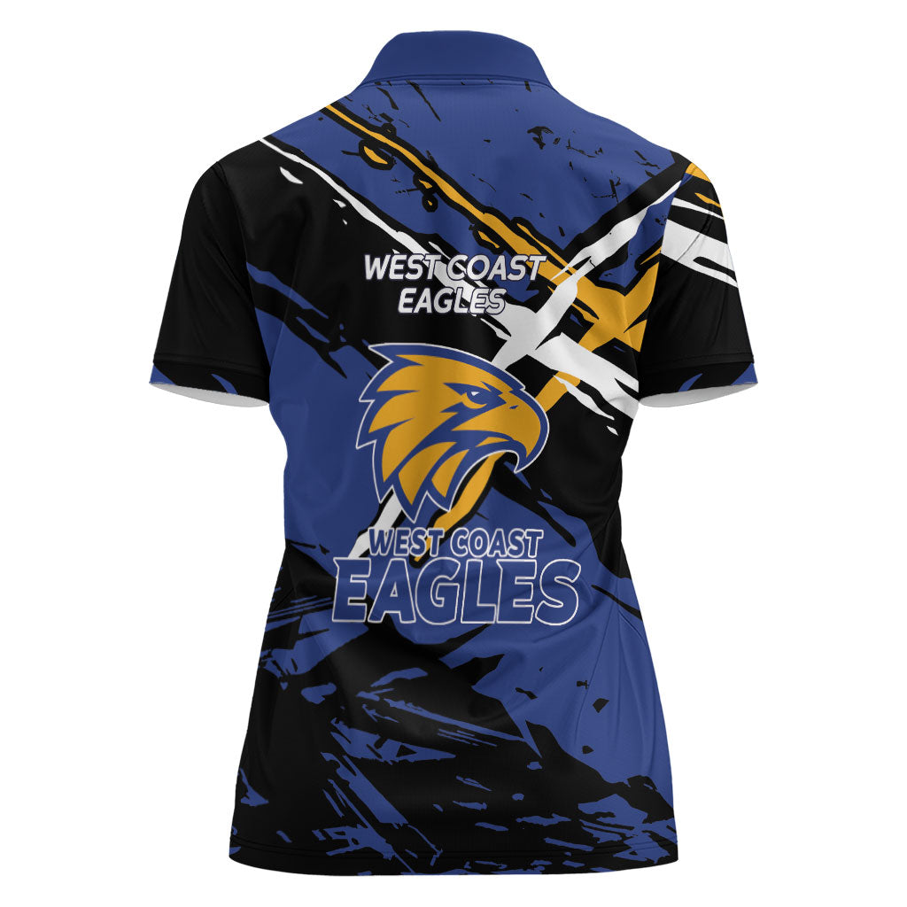 West Coast Eagles Women Polo Shirt Eagles Muscular Mascot Graphic - Abstract Paint Splatter Art