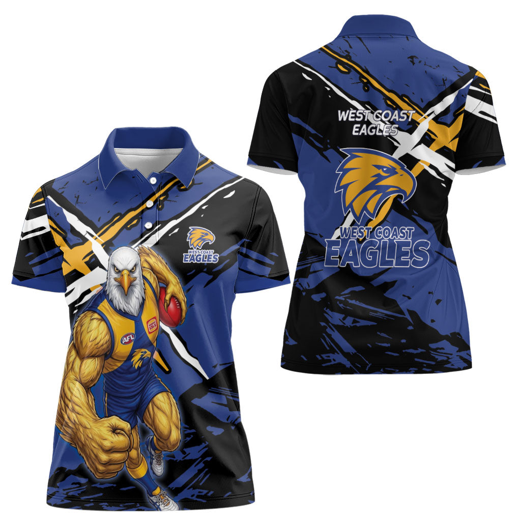West Coast Eagles Women Polo Shirt Eagles Muscular Mascot Graphic - Abstract Paint Splatter Art