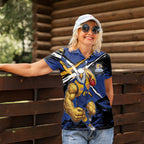 West Coast Eagles Women Polo Shirt Eagles Muscular Mascot Graphic - Abstract Paint Splatter Art