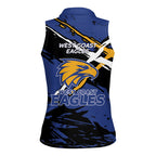 West Coast Eagles Women Sleeveless Polo Shirt Eagles Muscular Mascot Graphic - Abstract Paint Splatter Art