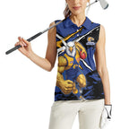 West Coast Eagles Women Sleeveless Polo Shirt Eagles Muscular Mascot Graphic - Abstract Paint Splatter Art
