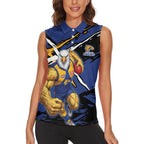West Coast Eagles Women Sleeveless Polo Shirt Eagles Muscular Mascot Graphic - Abstract Paint Splatter Art