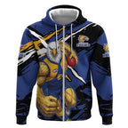 West Coast Eagles Zip Hoodie Eagles Muscular Mascot Graphic - Abstract Paint Splatter Art