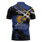 West Coast Eagles Zipper Polo Shirt Eagles Muscular Mascot Graphic - Abstract Paint Splatter Art