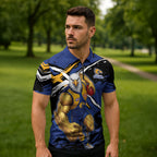 West Coast Eagles Zipper Polo Shirt Eagles Muscular Mascot Graphic - Abstract Paint Splatter Art