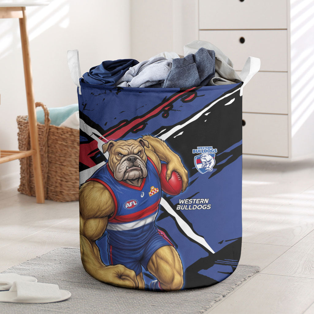Western Bulldogs Laundry Basket Footscray Muscular Mascot Graphic - Abstract Paint Splatter Art