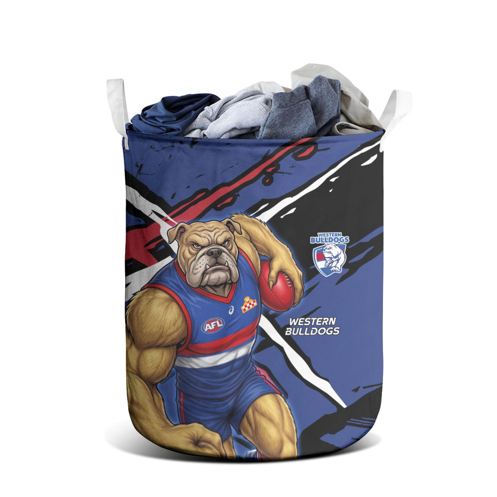 Western Bulldogs Laundry Basket Footscray Muscular Mascot Graphic - Abstract Paint Splatter Art