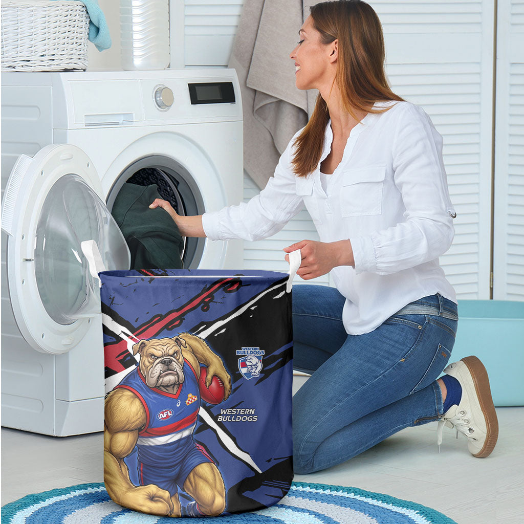 Western Bulldogs Laundry Basket Footscray Muscular Mascot Graphic - Abstract Paint Splatter Art