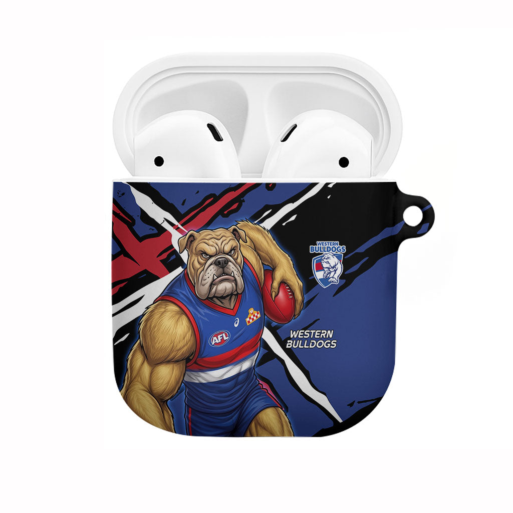 Western Bulldogs AirPods Case Footscray Muscular Mascot Graphic - Abstract Paint Splatter Art