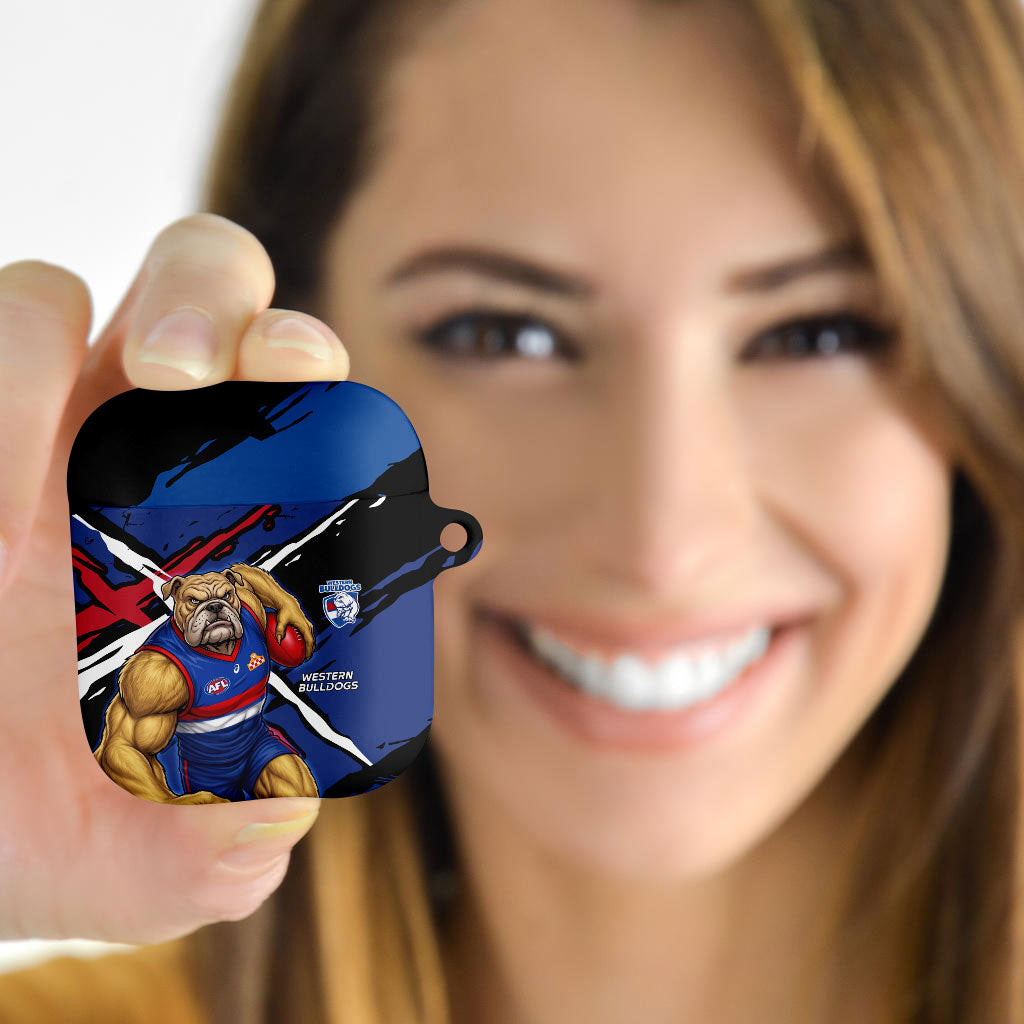 Western Bulldogs AirPods Case Footscray Muscular Mascot Graphic - Abstract Paint Splatter Art