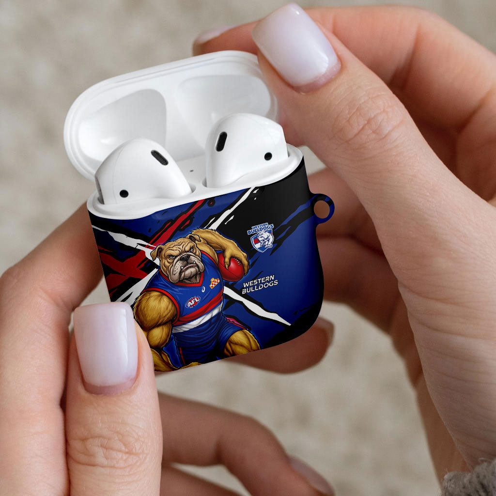 Western Bulldogs AirPods Case Footscray Muscular Mascot Graphic - Abstract Paint Splatter Art