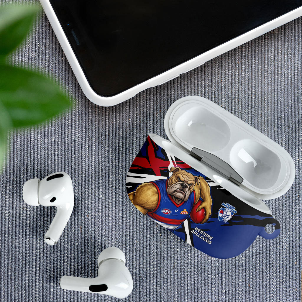 Western Bulldogs AirPods Case Footscray Muscular Mascot Graphic - Abstract Paint Splatter Art