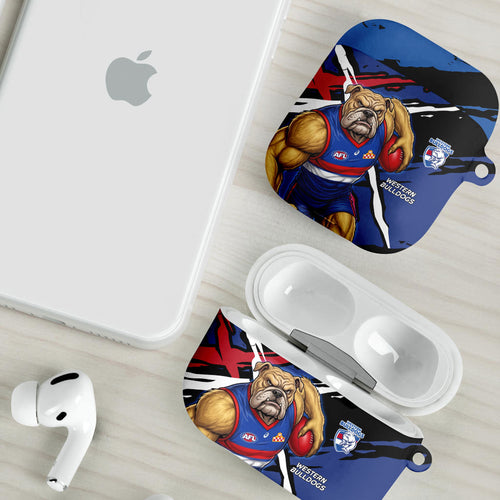 Western Bulldogs AirPods Case Footscray Muscular Mascot Graphic - Abstract Paint Splatter Art