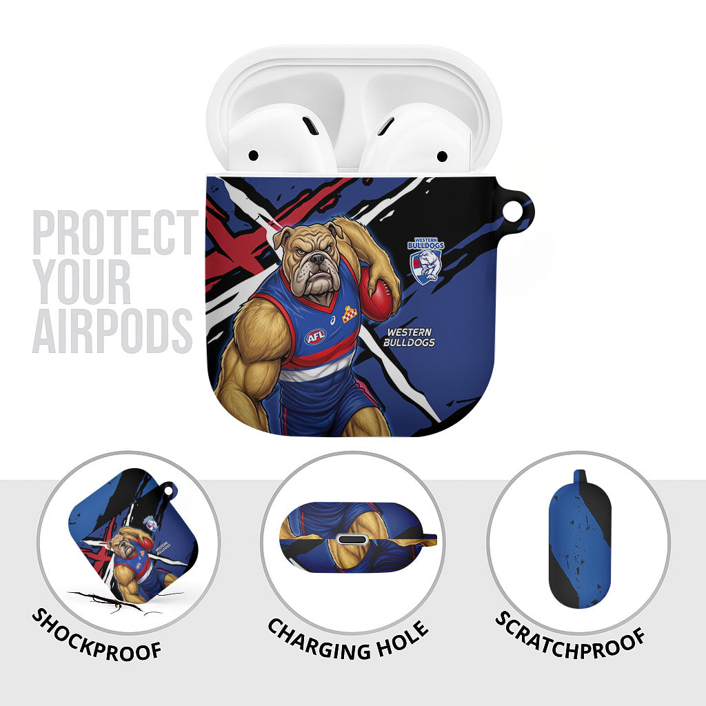 Western Bulldogs AirPods Case Footscray Muscular Mascot Graphic - Abstract Paint Splatter Art