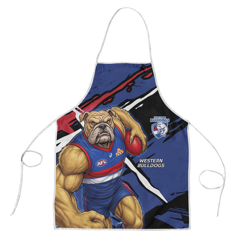 Western Bulldogs Apron Footscray Muscular Mascot Graphic - Abstract Paint Splatter Art