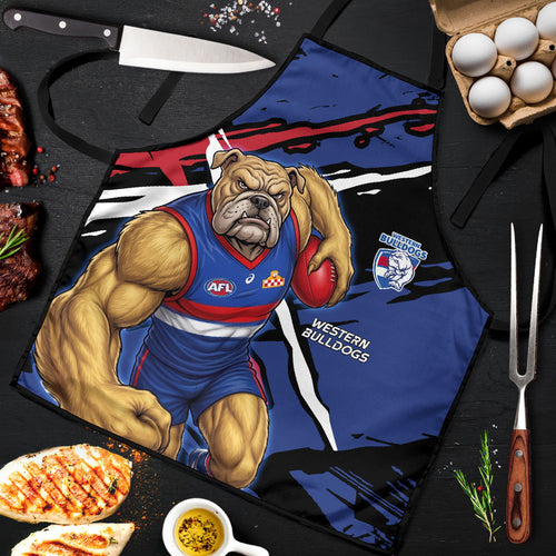 Western Bulldogs Apron Footscray Muscular Mascot Graphic - Abstract Paint Splatter Art