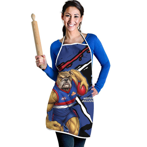 Western Bulldogs Apron Footscray Muscular Mascot Graphic - Abstract Paint Splatter Art