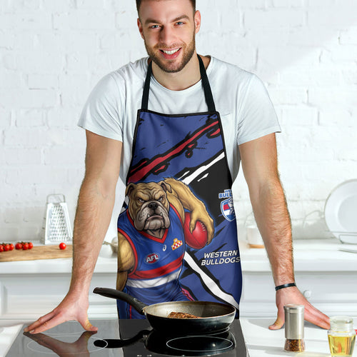 Western Bulldogs Apron Footscray Muscular Mascot Graphic - Abstract Paint Splatter Art