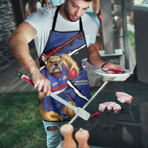 Western Bulldogs Apron Footscray Muscular Mascot Graphic - Abstract Paint Splatter Art
