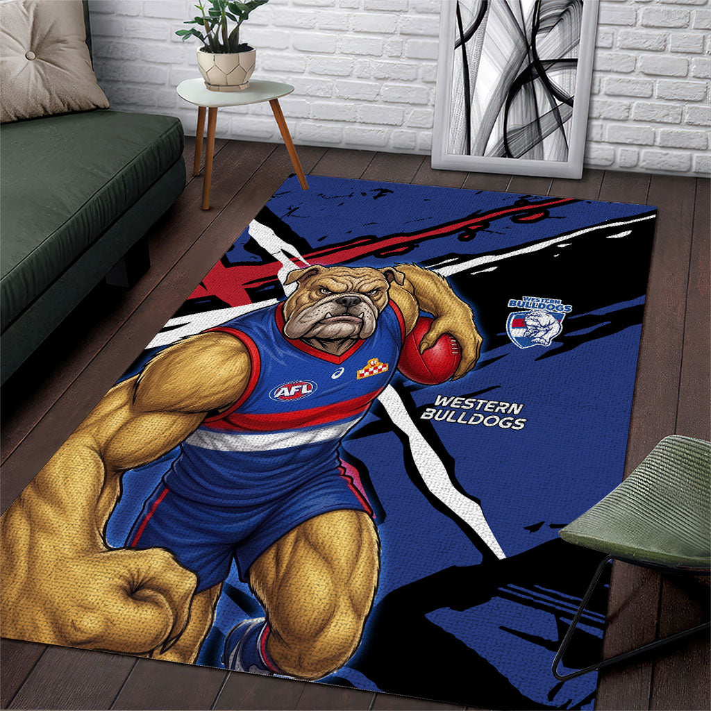 Western Bulldogs Area Rug Footscray Muscular Mascot Graphic - Abstract Paint Splatter Art