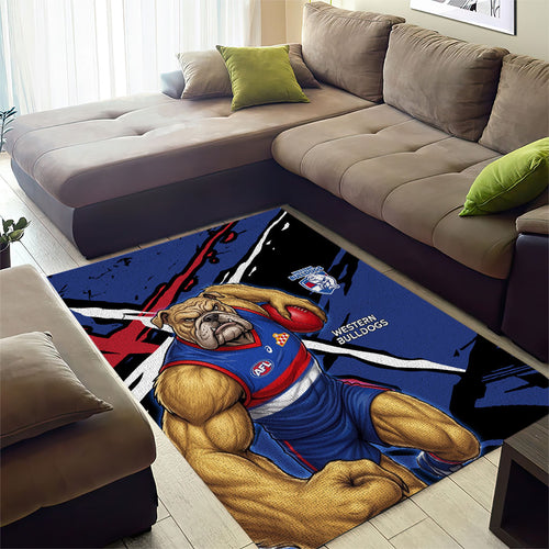 Western Bulldogs Area Rug Footscray Muscular Mascot Graphic - Abstract Paint Splatter Art