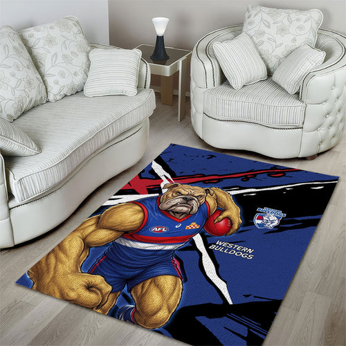 Western Bulldogs Area Rug Footscray Muscular Mascot Graphic - Abstract Paint Splatter Art