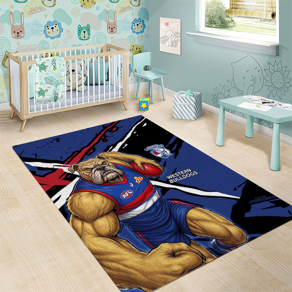 Western Bulldogs Area Rug Footscray Muscular Mascot Graphic - Abstract Paint Splatter Art