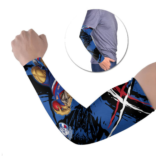 Western Bulldogs Arm Sleeves Footscray Muscular Mascot Graphic - Abstract Paint Splatter Art