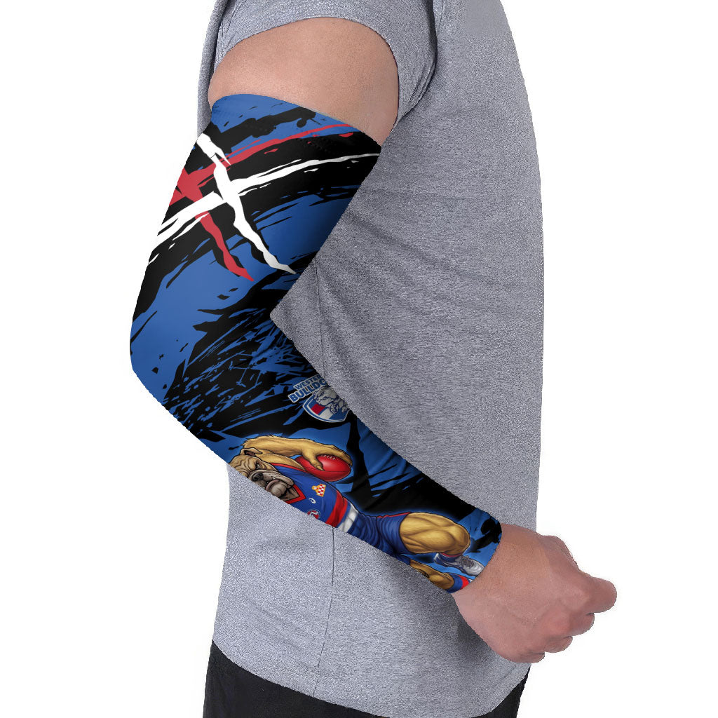 Western Bulldogs Arm Sleeves Footscray Muscular Mascot Graphic - Abstract Paint Splatter Art